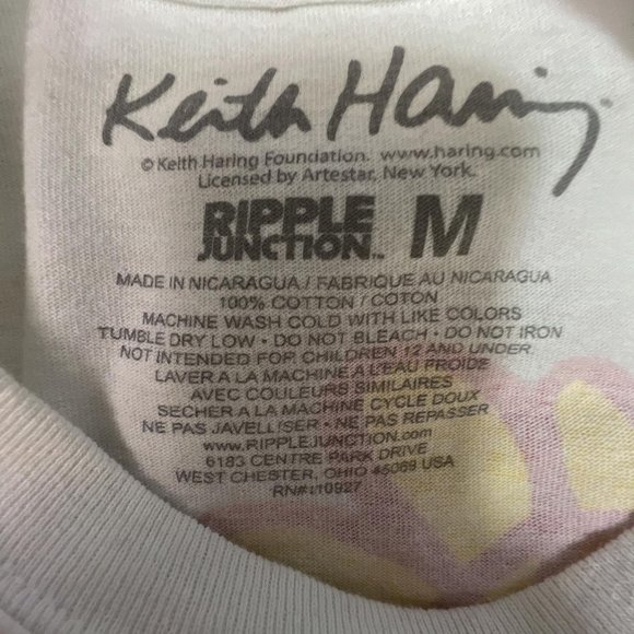Keith Haring T Shirt Long Sleeve Telephone Art Graphic White Mens Medium M - Picture 5 of 7